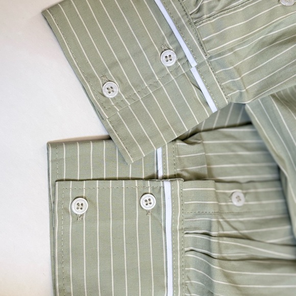 Zara Sage Green Striped Shirt - Picture 13 of 14